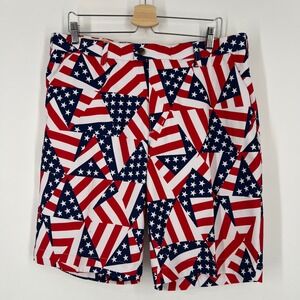 Loudmouth Golf Shorts Mens 38 American Flag Stars Stripes Red White Blue USA